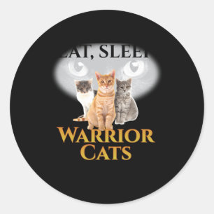 Adesivo Redondo Guerreiros de Gato - Coma o Guerreiro de Gato do S