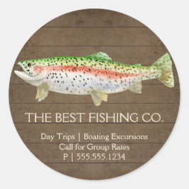 Adesivo Redondo Guia Rustic Woodwood Fisheries Guide Lago Charter