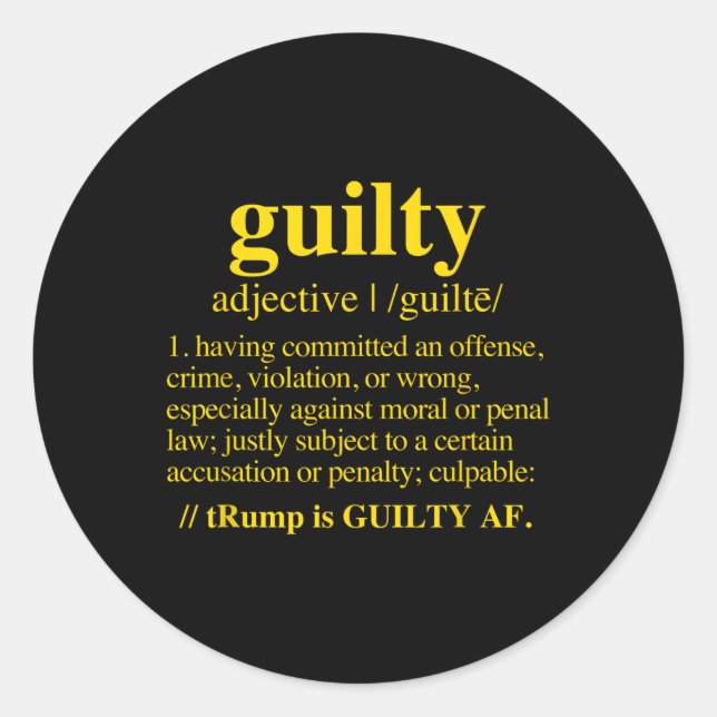 Adesivo Redondo Guilty - Guilty Definition (amarelo) (Frente)