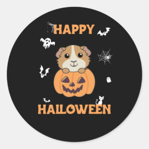 Adesivo Redondo Guiné Pumpkin Doce Animais Feliz Dia das Bruxas