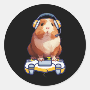Adesivo Redondo Guineense Gamer Lover Fluffy Cavy Gamer