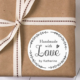 Adesivo Redondo Guirlanda Botânica Rústica Feita à Mão com Amor