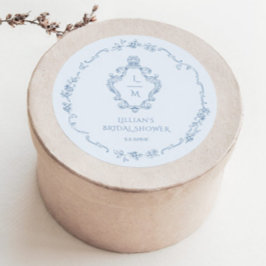 Adesivo Redondo Guirlanda Chinoiserie Toile Algo Azul Brasão