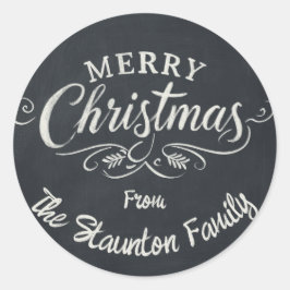 Adesivo Redondo Guirlanda de Natal Personalizada Lousa Merry Chris