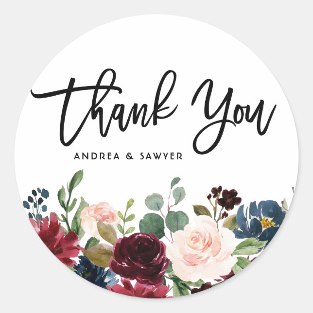 Adesivo Redondo Guirlanda Floral Outono Aquarela Boho (Frente)