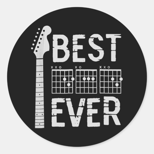 Adesivo Redondo Guitar Best Dad Ever Chord Guitarist Father's Day (Frente)