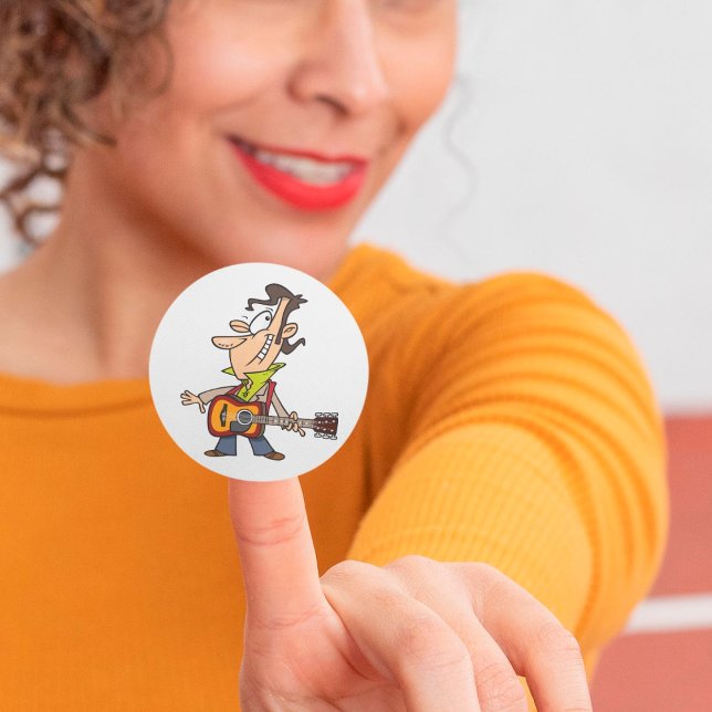 Adesivo Redondo Guitar Man Rockstar (Criador carregado)