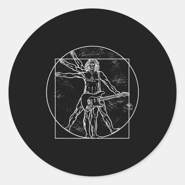 Adesivo Redondo Guitar Player Guitar Musical Instrument Guitarist  (Frente)