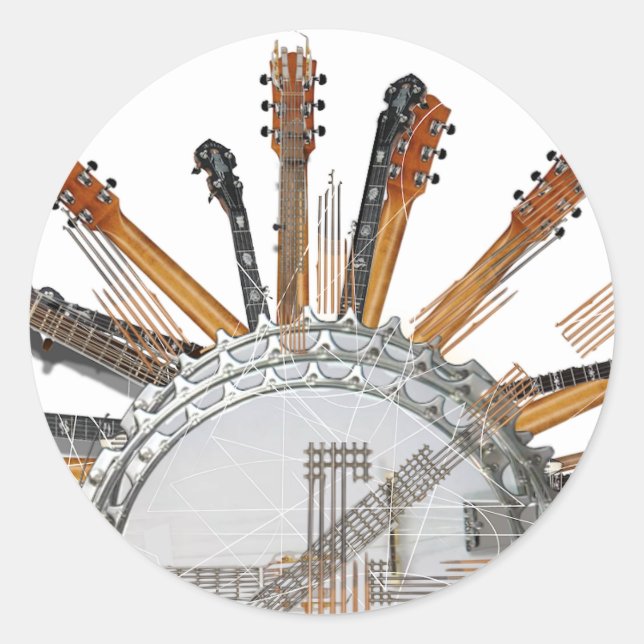 ADESIVO REDONDO GUITAR STRINGS IN THE SUN (Frente)