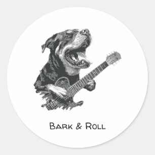 Adesivo Redondo Guitarra Cachorro Rockstar – Animal de Música Vint