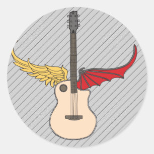 Adesivo Redondo Guitarra da personalidade rachada