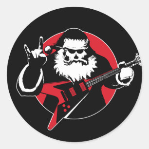 Adesivo Redondo Guitarra de Noel de Metal Pesado