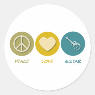 Adesivo Redondo Guitarra do amor da paz