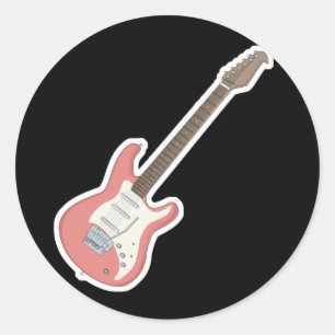 Adesivo Redondo guitarra elétrica rosa