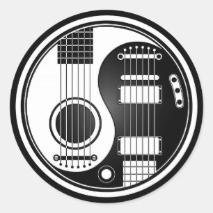 Adesivo Redondo Guitarra elétricas acústicas brancas e pretas Yi