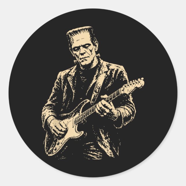 Adesivo Redondo Guitarra Frankenstein (Frente)