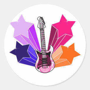 Adesivo Redondo Guitarra golpeada estrela