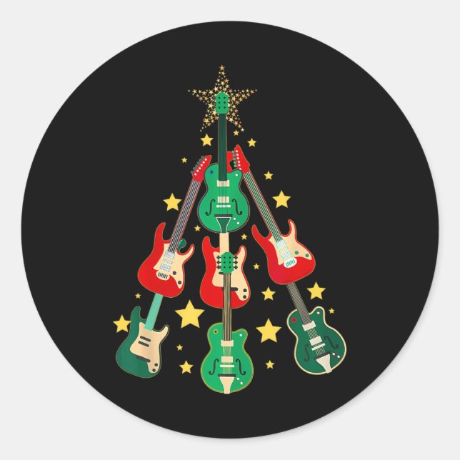Adesivo Redondo Guitarra legal Árvore de Natal Amantes de Natal (Frente)