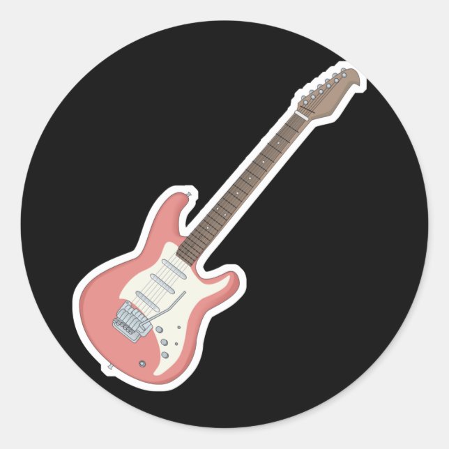 Adesivo Redondo guitarra rosa (Frente)