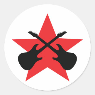 Adesivo Redondo Guitarras cruzadas da Estrela Vermelha