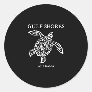 Adesivo Redondo Gulf Shores Alama Retrô Tartaruga Marinha Meninos 
