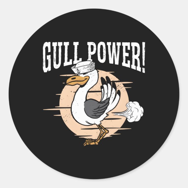 Adesivo Redondo Gull Power Whisperer Bird Seagull (Frente)