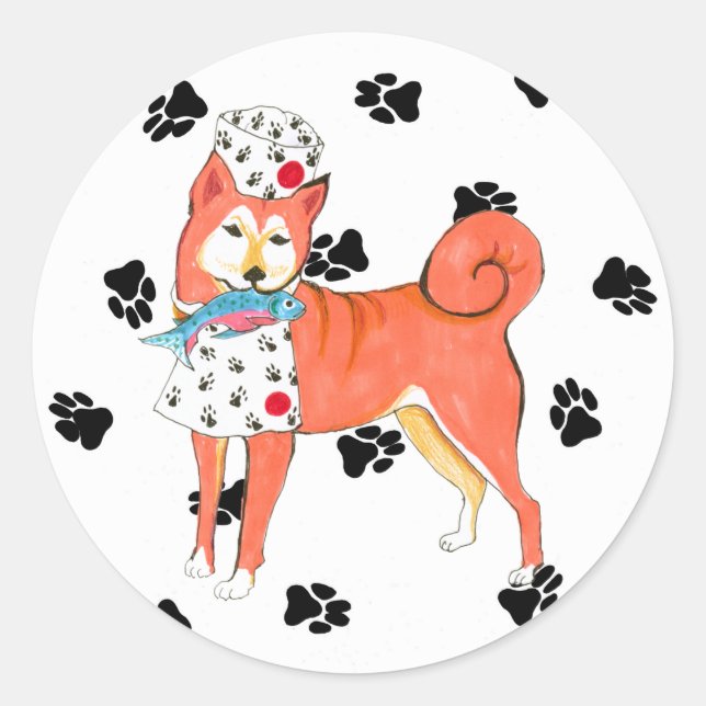 Adesivo Redondo Gullivers Angels Shiba Inu Stickers (Frente)