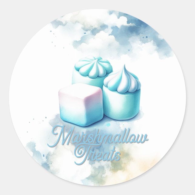 Adesivo Redondo Guloseimas de Marshmallow Fofas (Frente)