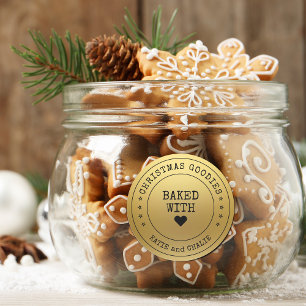 Adesivo Redondo Guloseimas de Natal com Impressão a Ouro