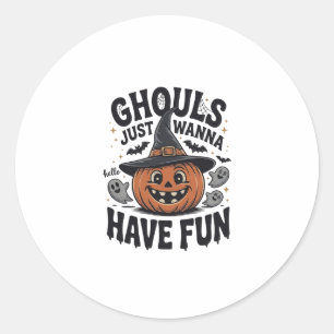 Adesivo Redondo Gulosos Só Querem se Divertir Abóbora de Halloween
