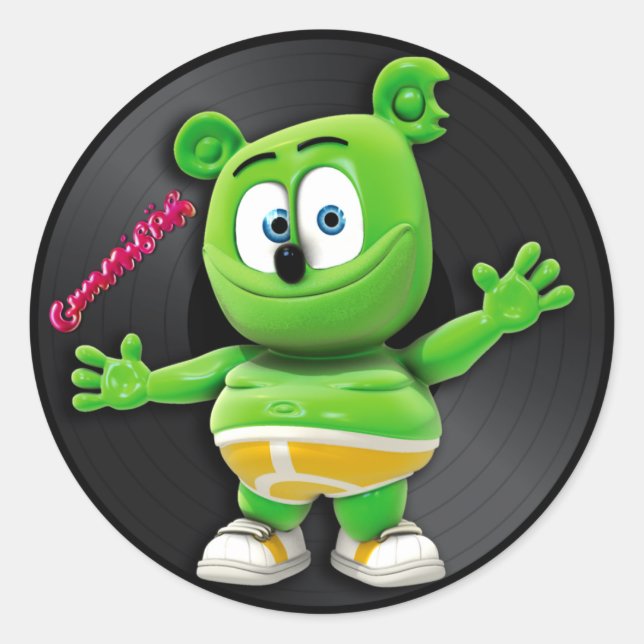 Adesivo Redondo Gummibär DJ Vinyl Record Sticker (Frente)