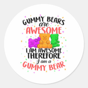 Adesivo Redondo Gummy Bear Dancing Animal Candy Para Jovens Adulto