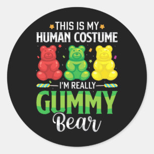 Adesivo Redondo Gummy Bear Meu Costume Humano Engraçado Doce Hallo