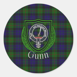 Adesivo Redondo Gunn Scottish Clan Tartan & Crest