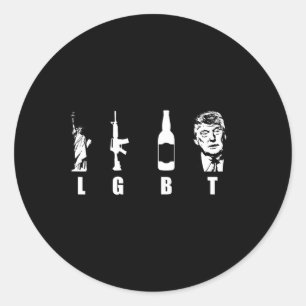 Adesivo Redondo Guns Beer Trump 2020 - Trump Pence Maga