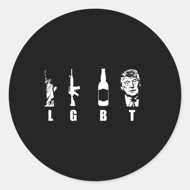 Adesivo Redondo Guns Beer Trump 2020 - Trump Pence Maga (Frente)