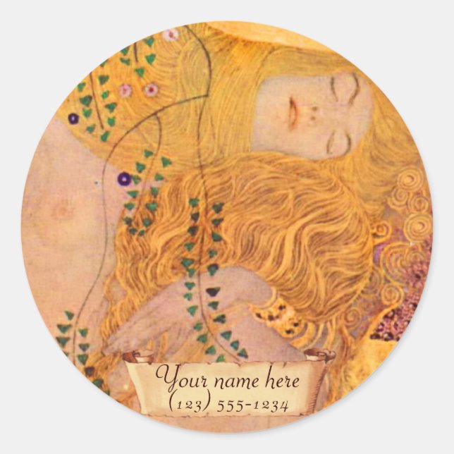 Adesivo Redondo Gustav Klimt A Hidra...(Sereia) Bookplate (Frente)