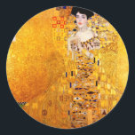 Adesivo Redondo Gustav Klimt Adele Bloch-Bauer Vintage Art Nouveau<br><div class="desc">Gustav Klimt Retrato de Adele Bloch-Bauer I Art Nouveau Pintura Retrato de Adele Bloch-Bauer I é uma pintura de 1907 de Gustav Klimt. O primeiro de dois retratos Klimt pintado de Bloch-Bauer, foi chamado de trabalho final e mais representativo de sua fase de ouro. Essa pintura, que demorou três anos...</div>