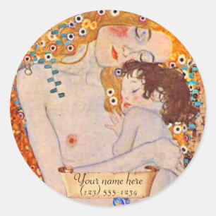 Adesivo Redondo Gustav Klimt Ages of Woman Bookplate
