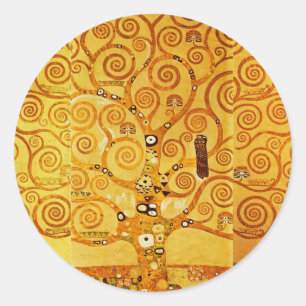 Adesivo Redondo Gustav Klimt Árvore da Vida: Art Nouveau Simbolist