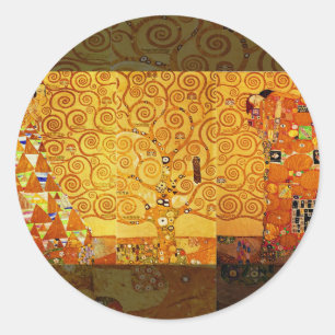 Adesivo Redondo Gustav Klimt Árvore da Vida: Art Nouveau Simbolist
