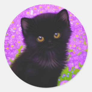 Adesivo Redondo Gustav Klimt Cat