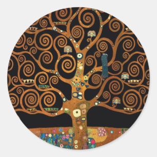 Adesivo Redondo Gustav Klimt, debaixo da árvore da vida