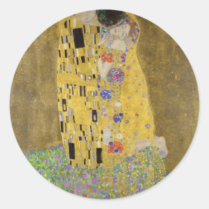 Adesivo Redondo Gustav Klimt é a pintura de beijo