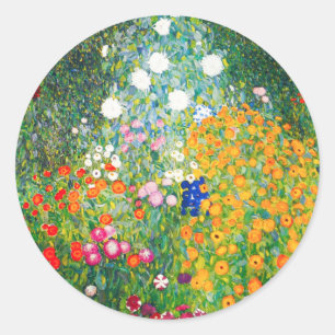 Adesivo Redondo Gustav Klimt Flower Garden Stickers