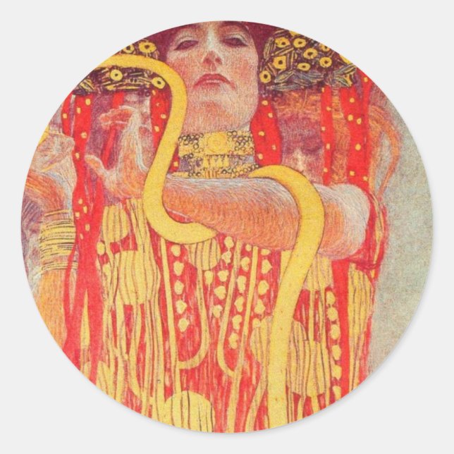 Adesivo Redondo Gustav Klimt - Medizin (Frente)