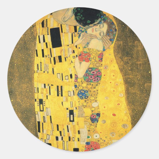 ADESIVO REDONDO GUSTAV KLIMT "O BEIJO" ROUND ENVELOPE SEAL (Frente)