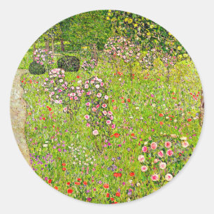 Adesivo Redondo Gustav Klimt Orchard com Rosas