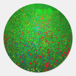 Adesivo Redondo Gustav Klimt Poppy Field