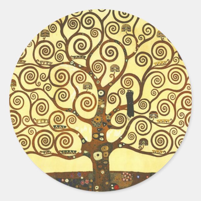 Adesivo Redondo Gustav Klimt Tree of Life Stickers (Frente)
